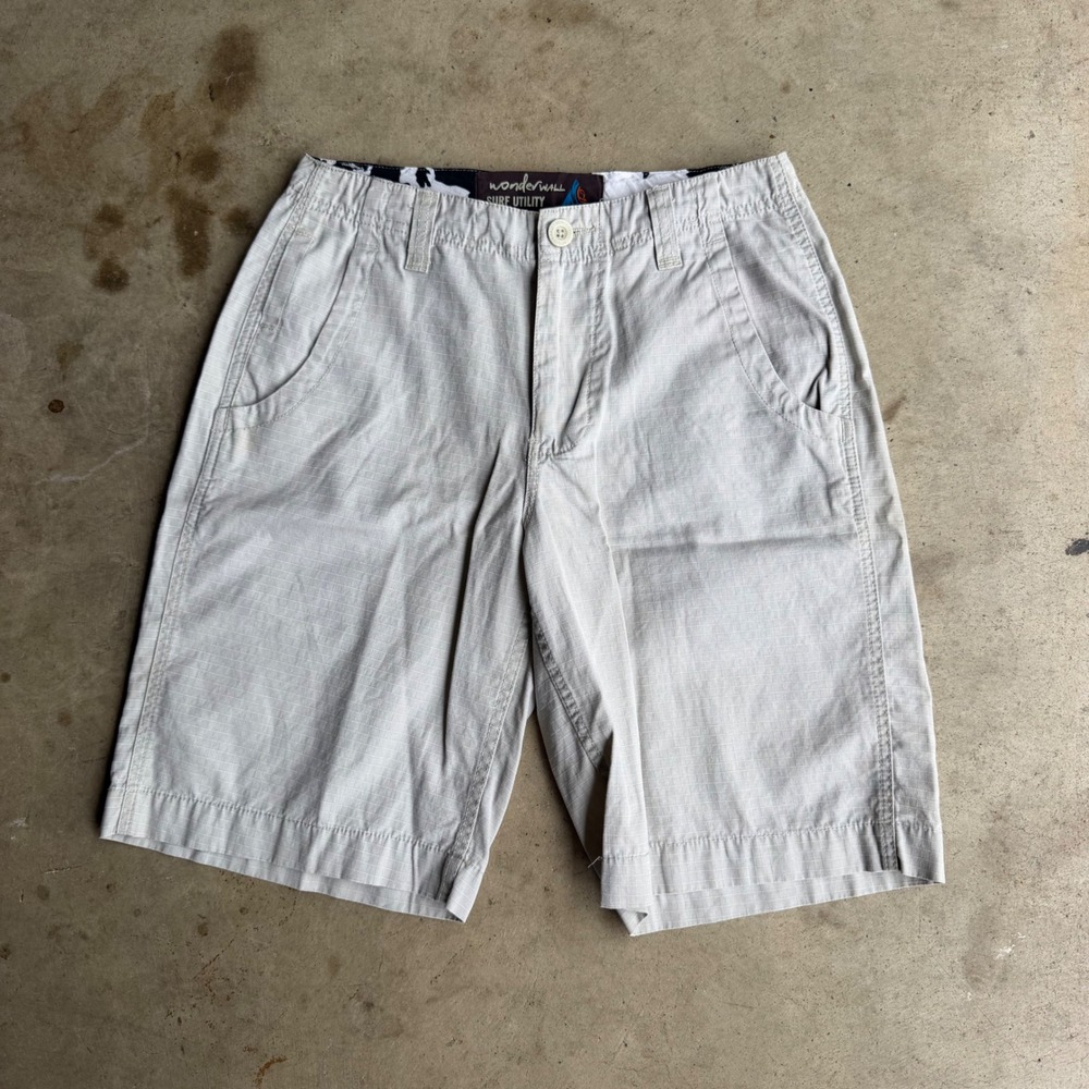 Wonderwall Surf Utility Mens 30 Beige Ripstop Cargo Shorts Gorpcore Beach Skate